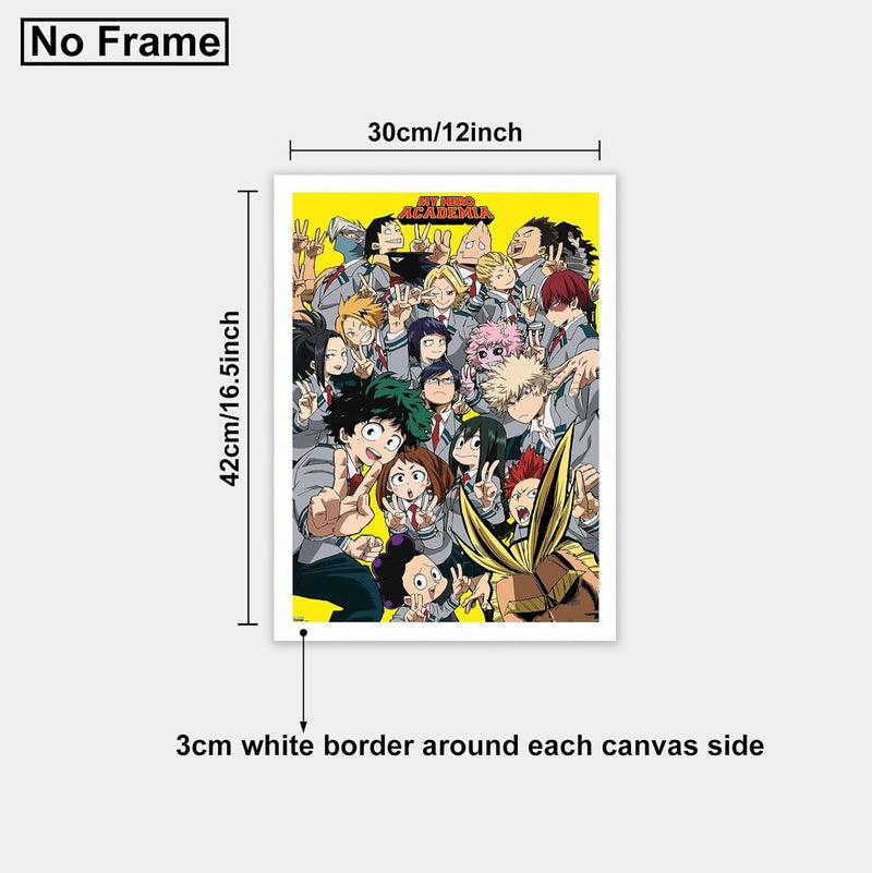 KAIWALK Anime my hero academia poster mha print on canvas painting wall art for living room decor boy gift (unframed, q-mha 1pcs) - Image 2