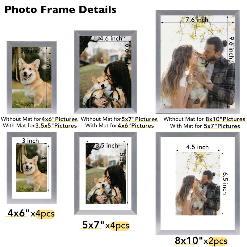 JCJMY JCJMY 10 Packs Picture Frames Collage Wall Decor for Wall Hanging or Tabletop  8x10  5x7  4x6 Multi Sizes Photo Frames  Collage Picture Frames for Family Wall Decor  Gallery Wall Frame Set  Silver  - Image 3