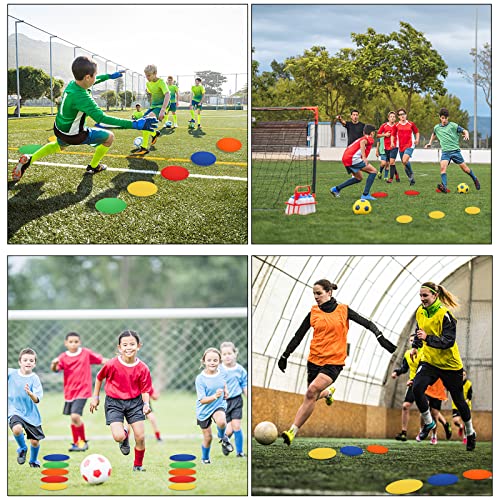 Okllen 15 Pack Poly Vinyl Spot Markers, 9 Inch Floor Dots Non-Slip Rubber Agility Dots, Flat Field Cones Circles for Training, Exercise Drills, Gym, Football, Basketball, 5 Colors - Image 4