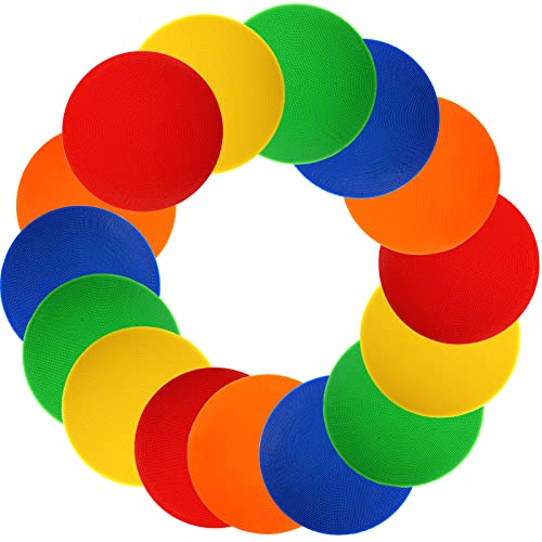 Okllen 15 Pack Poly Vinyl Spot Markers, 9 Inch Floor Dots Non-Slip Rubber Agility Dots, Flat Field Cones Circles for Training, Exercise Drills, Gym, Football, Basketball, 5 Colors - Image 5