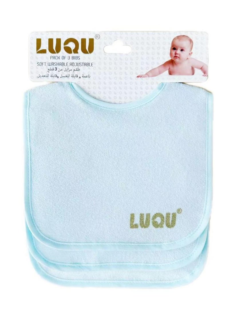 LuQu 3 Bibs Set Soft Washable Adjustable 0+ months - Image 1