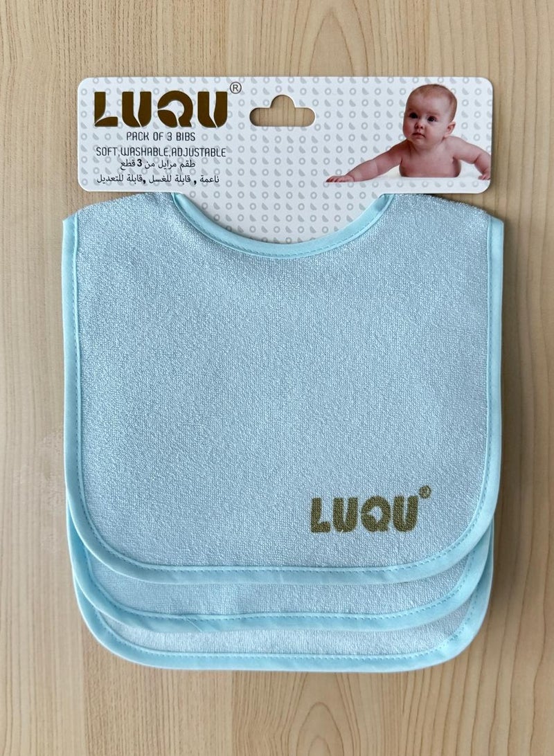 LuQu 3 Bibs Set Soft Washable Adjustable 0+ months - Image 2