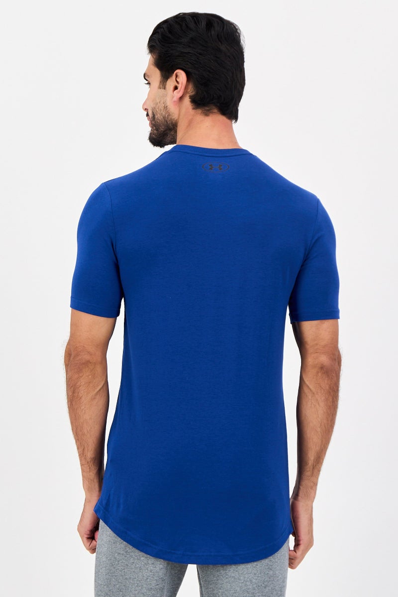 UNDER ARMOUR تي شيرت رجالي فضفاض بأكمام قصيرة للخارج، أزرق - Image 4