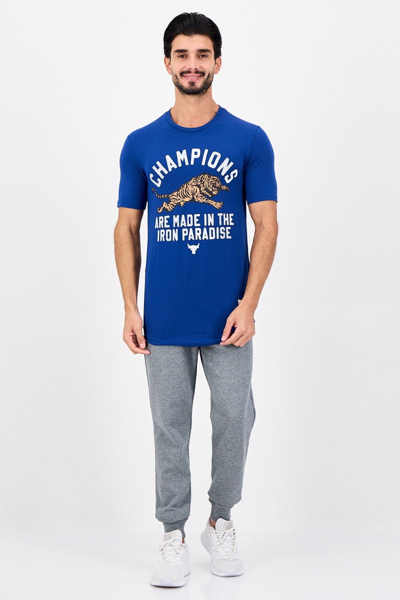 UNDER ARMOUR تي شيرت رجالي فضفاض بأكمام قصيرة للخارج، أزرق - Image 2
