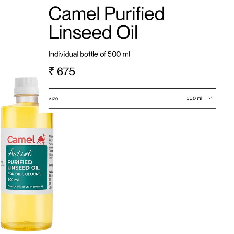 Camel Linseed Oil, Used in Oil Painting (500 ml) - Image 3