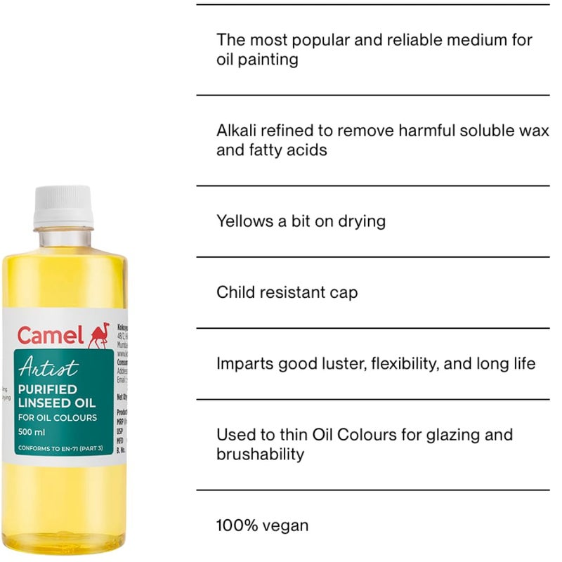 Camel Linseed Oil, Used in Oil Painting (500 ml) - Image 5