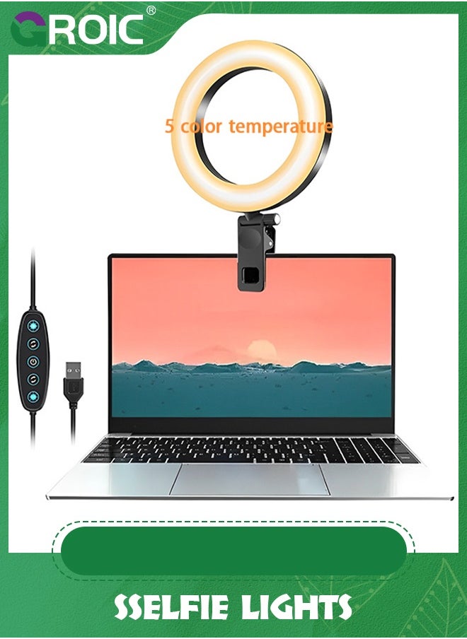 GROIC Video Conference Lighting Kit, 300k-7000K Dimmable Led Ring Light Clip on Laptop Monitor for Webcam Lighting/Zoom Calls/Remote Working/Self Broadcasting and Live Streaming/YouTube Video/TikTok  - Image 2