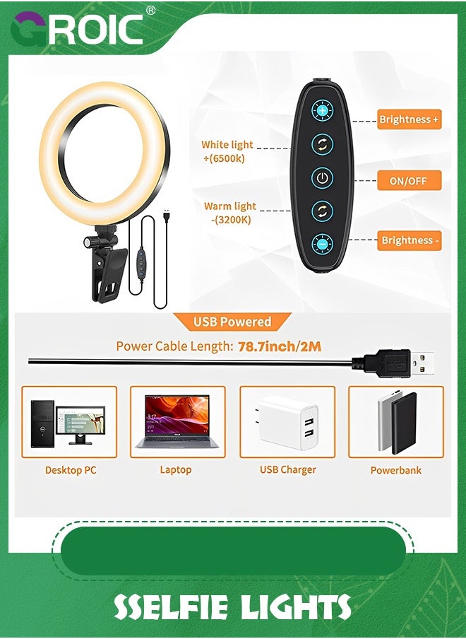 GROIC Video Conference Lighting Kit, 300k-7000K Dimmable Led Ring Light Clip on Laptop Monitor for Webcam Lighting/Zoom Calls/Remote Working/Self Broadcasting and Live Streaming/YouTube Video/TikTok  - Image 4