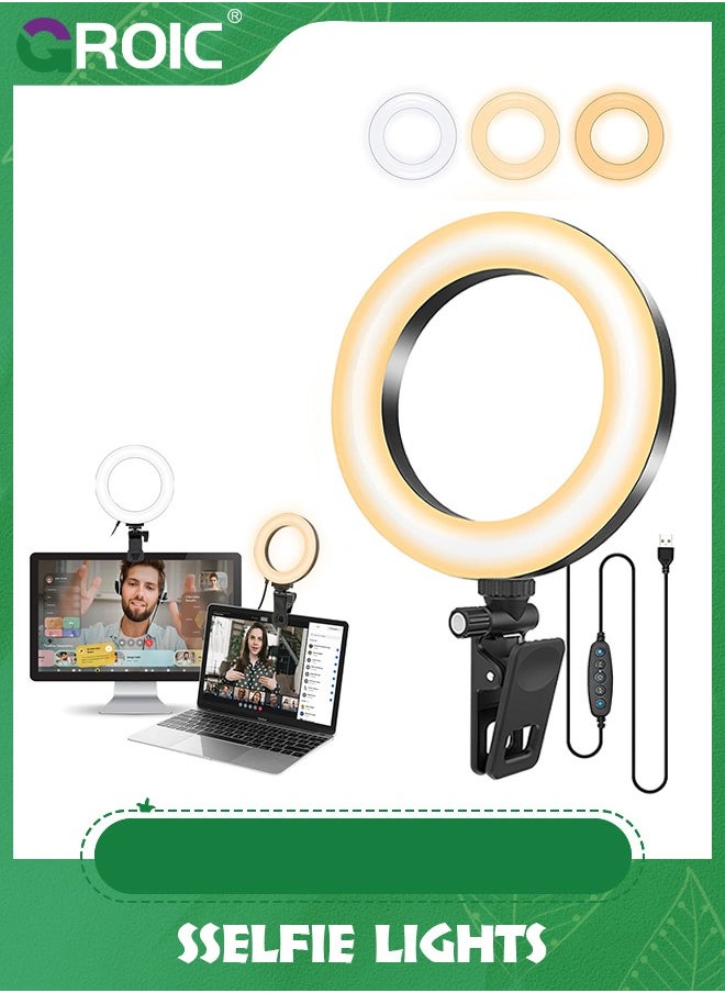 GROIC Video Conference Lighting Kit, 300k-7000K Dimmable Led Ring Light Clip on Laptop Monitor for Webcam Lighting/Zoom Calls/Remote Working/Self Broadcasting and Live Streaming/YouTube Video/TikTok  - Image 1