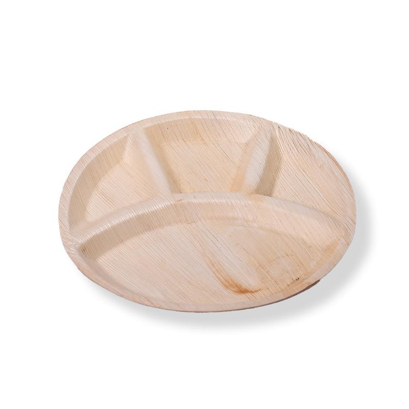 BRUSHFINCH Areca Plates with 4 Compartment Disposable Plates Bowl for Party Event Plates EcoFriendly Biodegradable Like Bamboo Plates Use and Throw Plates50 Plate100 Bowl - Image 2