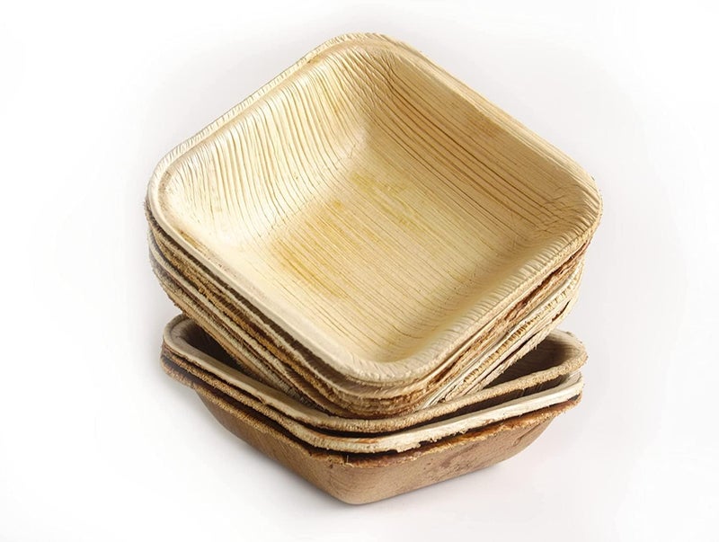 BRUSHFINCH Areca Plates with 4 Compartment Disposable Plates Bowl for Party Event Plates EcoFriendly Biodegradable Like Bamboo Plates Use and Throw Plates50 Plate100 Bowl - Image 3