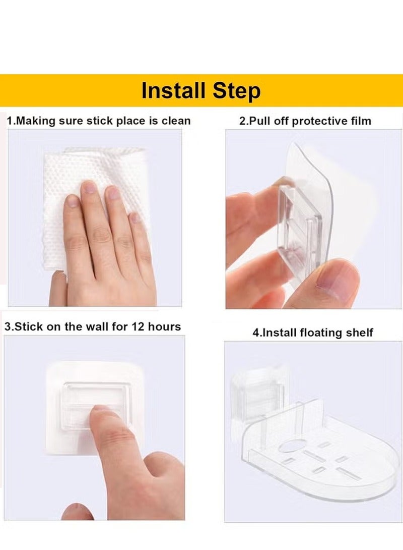 3pcs Acrylic Small Wall Shelf with Adhesive Bracket, Smart Speaker Small Display Stand, Hanger Wall Organizer for Home (Transparent) 11*9.5*3cm - Image 4