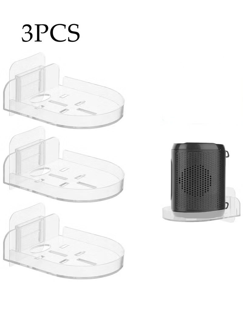 3pcs Acrylic Small Wall Shelf with Adhesive Bracket, Smart Speaker Small Display Stand, Hanger Wall Organizer for Home (Transparent) 11*9.5*3cm - Image 1