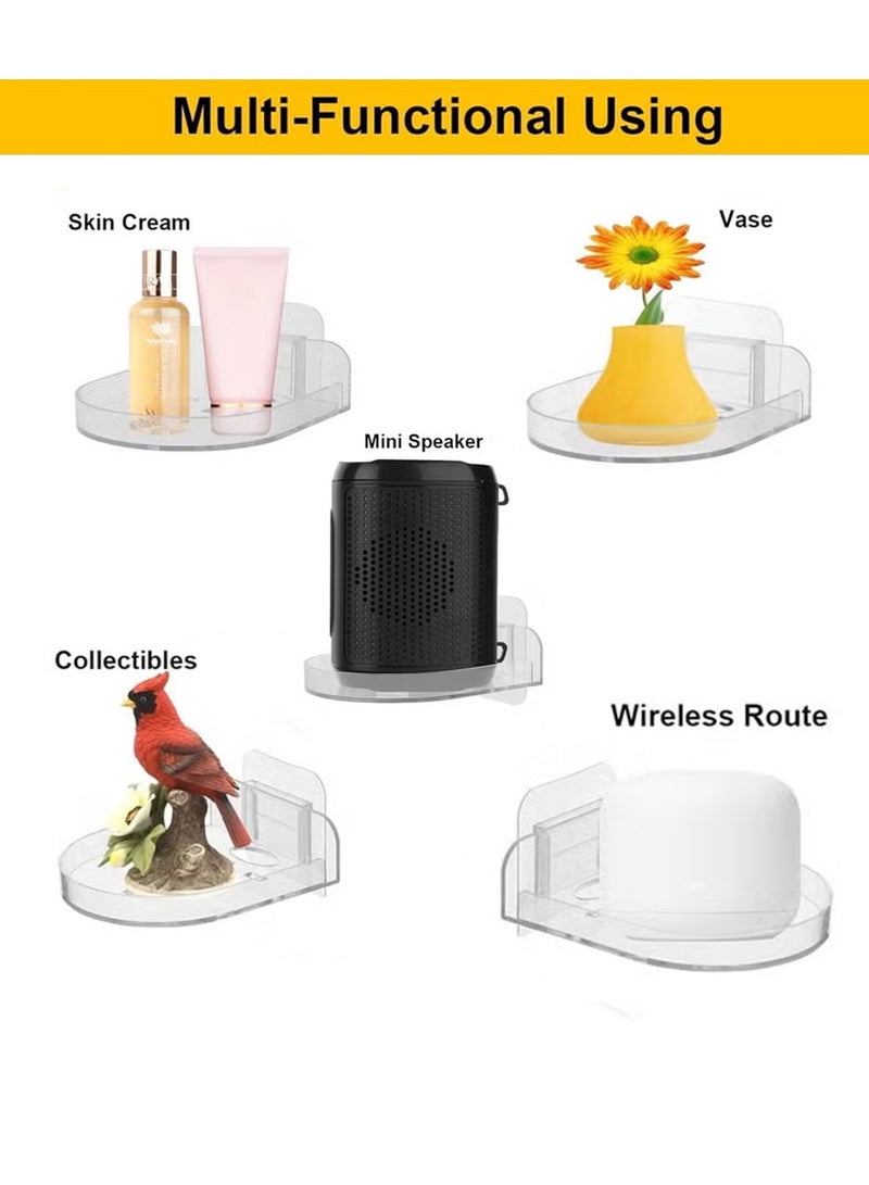 3pcs Acrylic Small Wall Shelf with Adhesive Bracket, Smart Speaker Small Display Stand, Hanger Wall Organizer for Home (Transparent) 11*9.5*3cm - Image 3