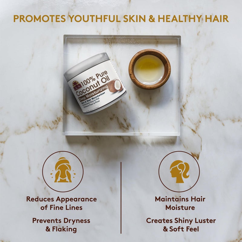 Okay 100% Pure Coconut Oil for Hair & Skin - Coconut Oil for Women & Men, Perfect for Body & Face, Natural Massage Oil & Moisturizer - 6 Fl Oz Jar (Pack of 2) - Image 3