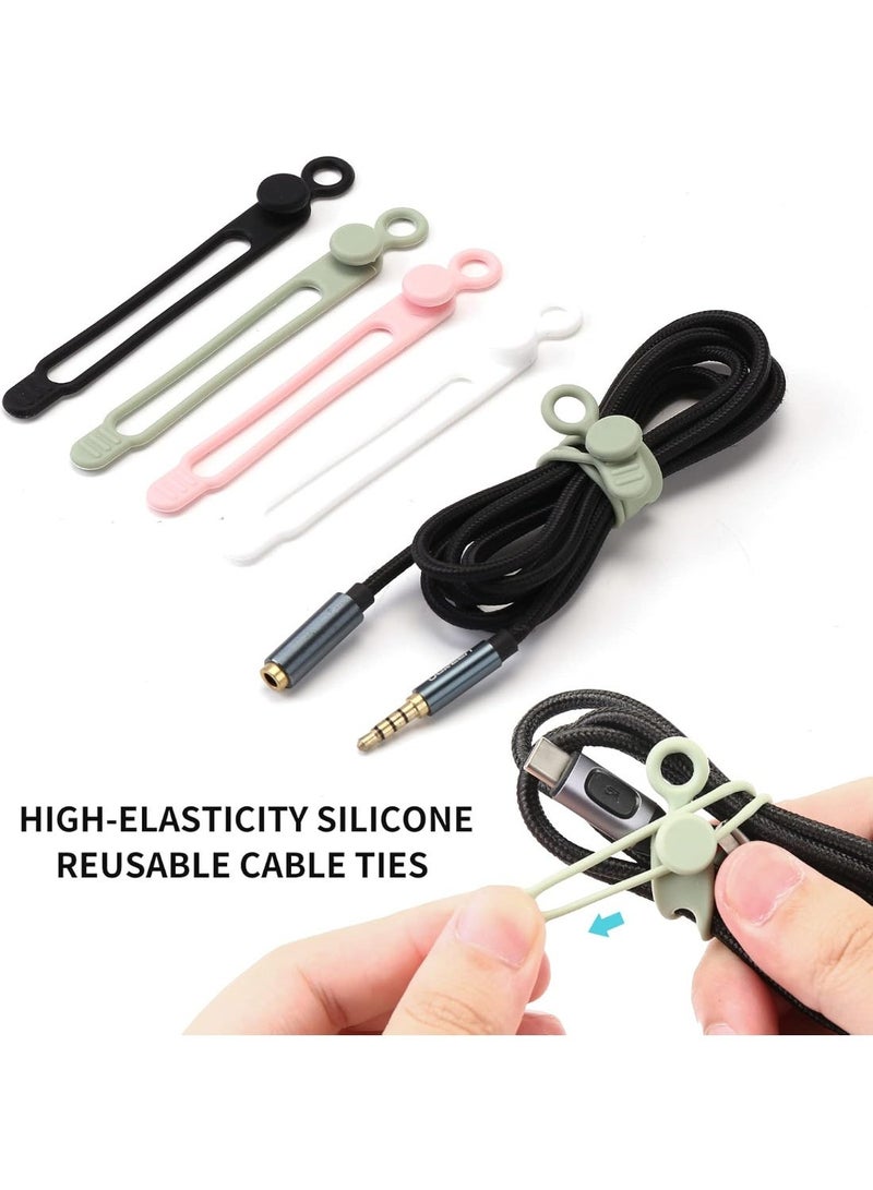 [20Park] Silicone Cable Ties, Reusable Management Organizer,Cable Straps,Cord Ties,Multipurpose Elastic Cord Organizer For Bundling And Fastening Cords Wires(Black) - Image 5