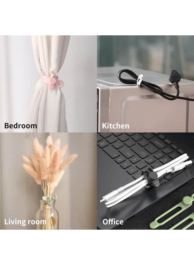 [20Park] Silicone Cable Ties, Reusable Management Organizer,Cable Straps,Cord Ties,Multipurpose Elastic Cord Organizer For Bundling And Fastening Cords Wires(Black) - Image 2