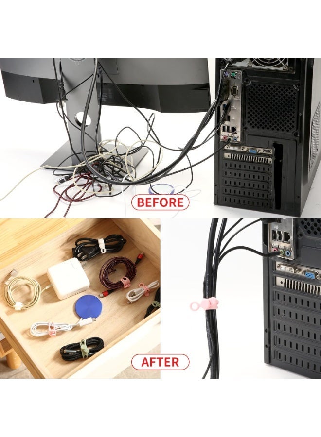 [20Park] Silicone Cable Ties, Reusable Management Organizer,Cable Straps,Cord Ties,Multipurpose Elastic Cord Organizer For Bundling And Fastening Cords Wires(Black) - Image 3