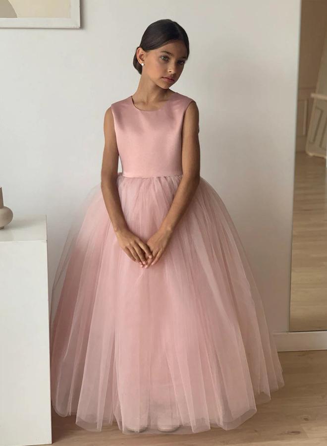 Take Two Pink Bow Detail Deep V Back Mesh Party Dress - Image 3