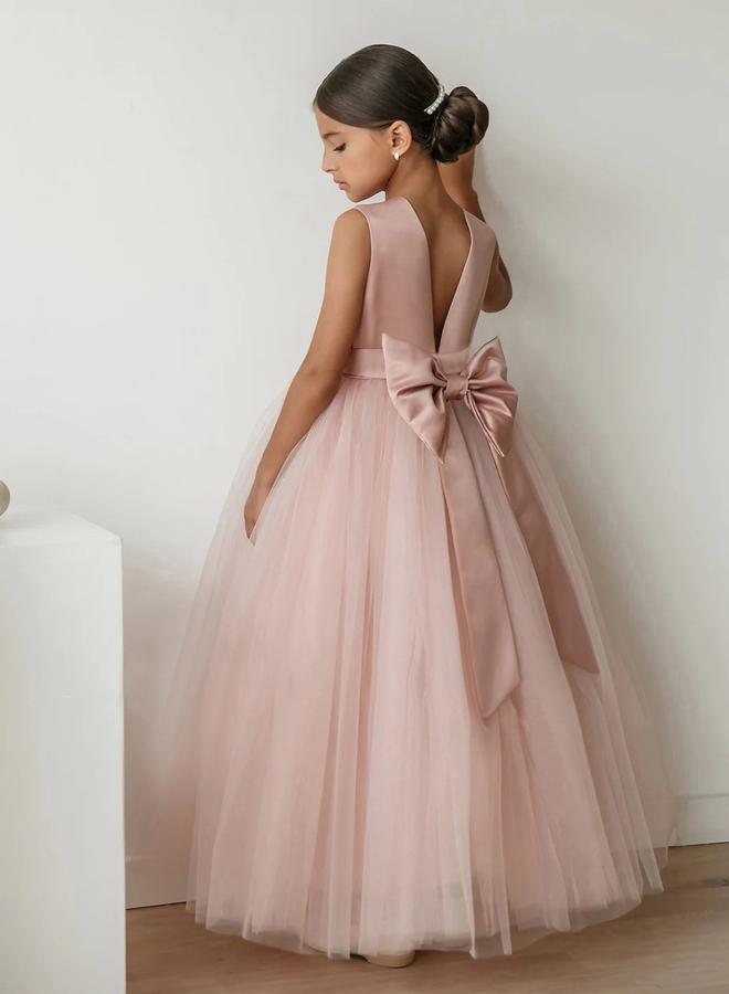 Take Two Pink Bow Detail Deep V Back Mesh Party Dress - Image 5