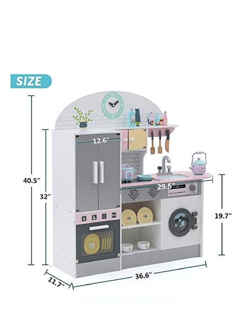XIANGYU Large Wooden Kitchen With Kitchen Accessories, Oven, And Refrigerator For Boys and Girls - Image 4