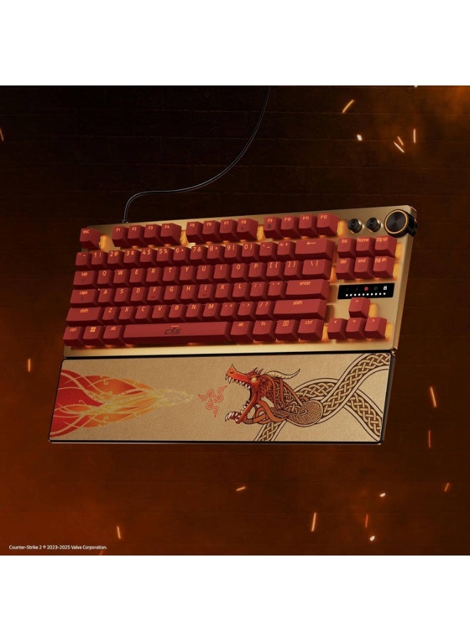 أسوس لوحة مفاتيح الألعاب Razer Huntsman V3 Pro TKL إصدار Counter-Strike 2، مفاتيح بصرية تناظرية، ضغط سريع، تفعيل قابل للتعديل، مفاتيح وسائط، أغطية مفاتيح PBT، ذهبية | RZ03-04982100-R3M1 - Image 2