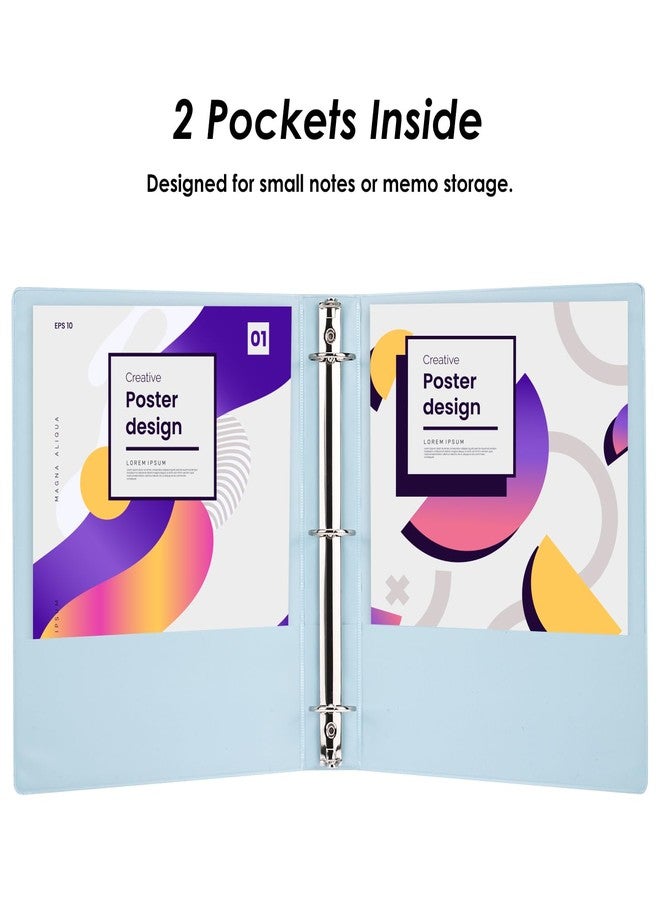 EOOUT 6 Pack 3 Ring Binders 1.5 inch, Three Round Ring 1.5'' Binders with 2 Pockets Interior, 6 Assorted Pastel Color, Fits 8.5'' x 11'' Letter Size Paper for School Office Supplies - Image 4