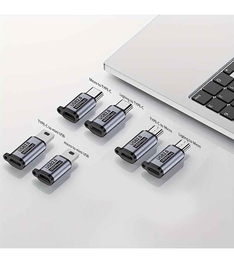 2 Pack Micro USB Female to Type C Male Adapter Aluminum 480Mbps for Camera - Image 1