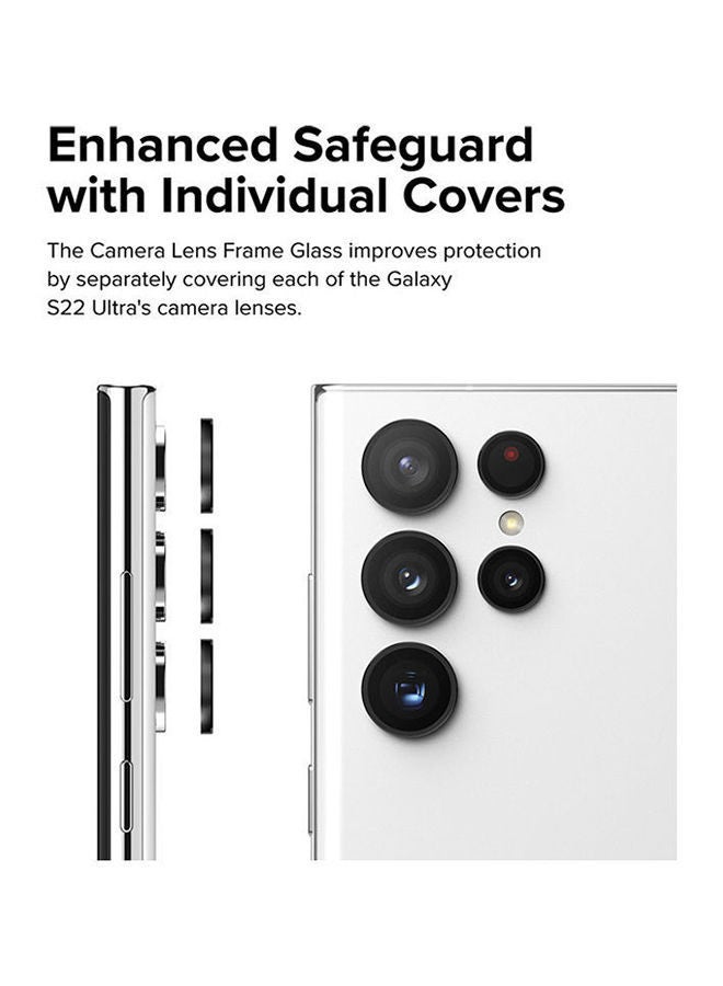 NIBEMINENT Camera Lens Frame Glass Compatible with Samsung Galaxy S22 Ultra 5G, Anti-Scratch Tempered Protector - Black  - Image 3