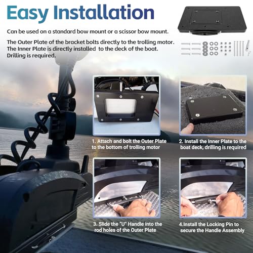 Sunluway For Minn Kota 1854021 Quick Release Bracket MKA-21 fits Ulterra, Terrova, Deckhand 40, PowerDrive, PowerDrive V2 /Pontoon Trolling Motors, For Minn Kota Trolling Motor Mounting Bracket - Image 5
