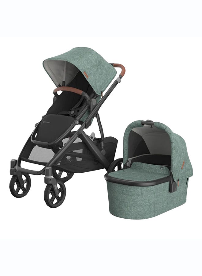 UPPAbaby Vista V3 Stroller Gwen Green Mélange Carbon Frame Saddle Leather - Image 1