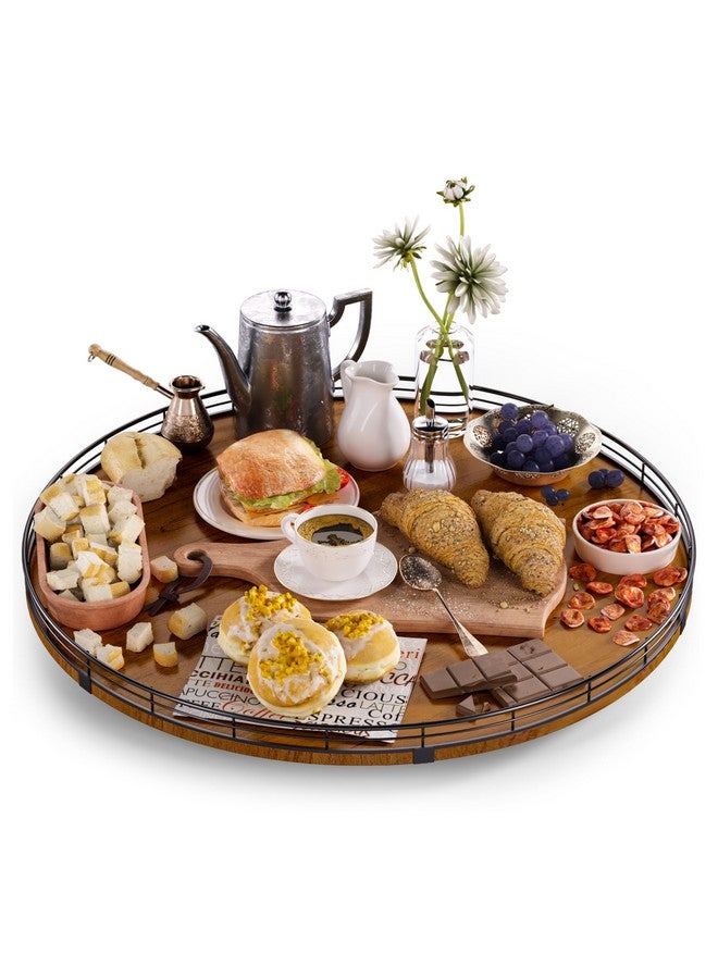 AMH Farmhouse Oak 21" Lazy Susan Turntable Organizer for Cabinet, Round Wooden Lazy Susan Organization and Storage for Dining Table, Pantry, Kitchen, Countertop, Cupboard,Home Decor, Walnut (21)  - Image 1