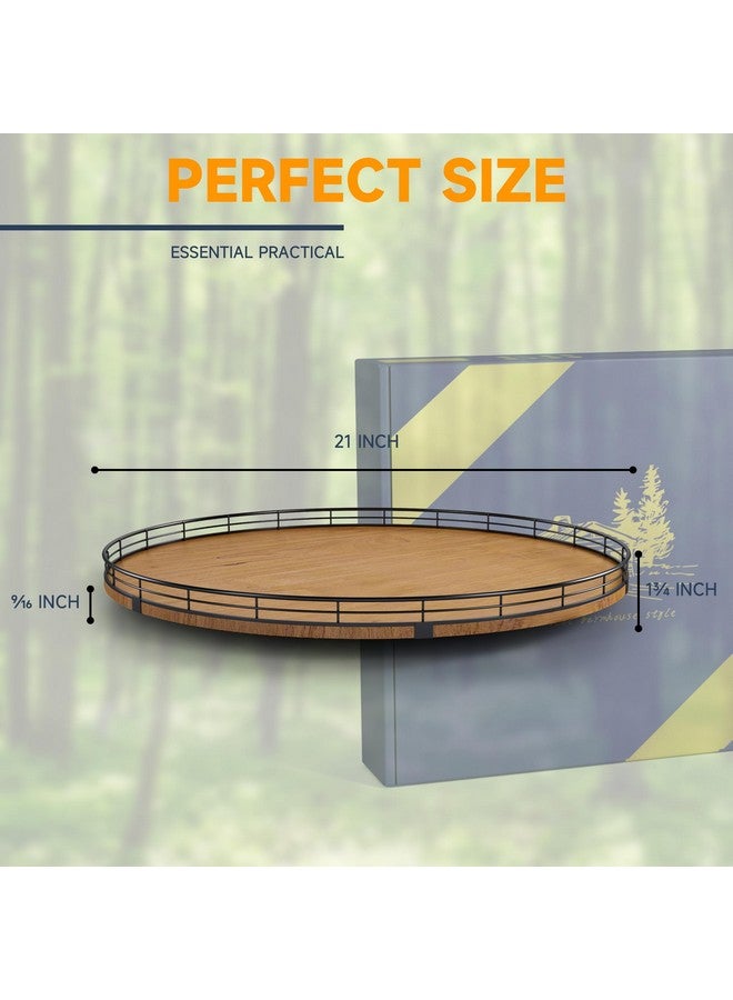 AMH Farmhouse Oak 21" Lazy Susan Turntable Organizer for Cabinet, Round Wooden Lazy Susan Organization and Storage for Dining Table, Pantry, Kitchen, Countertop, Cupboard,Home Decor, Walnut (21)  - Image 4