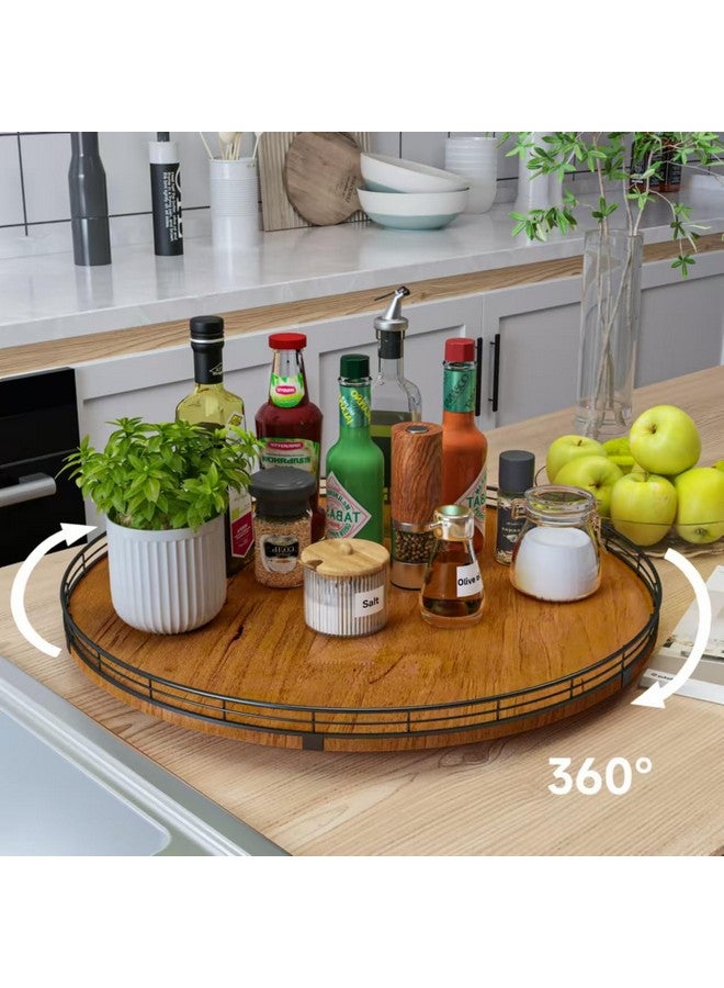 AMH Farmhouse Oak 21" Lazy Susan Turntable Organizer for Cabinet, Round Wooden Lazy Susan Organization and Storage for Dining Table, Pantry, Kitchen, Countertop, Cupboard,Home Decor, Walnut (21)  - Image 2