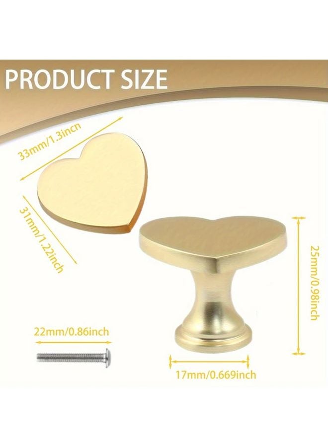 6Pcs Gold Tone Heart Shaped Cabinet Knobs Brass Finish For Dressers Cabinets Drawers - Image 5