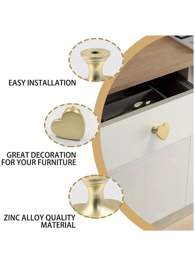 6Pcs Gold Tone Heart Shaped Cabinet Knobs Brass Finish For Dressers Cabinets Drawers - Image 3