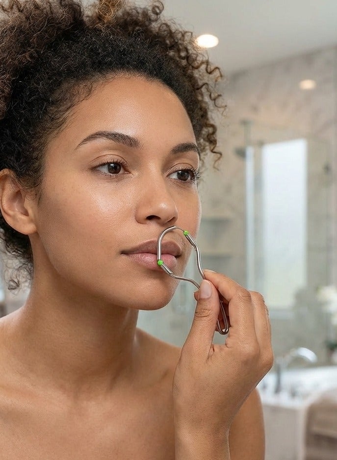 2Pcs Face Epilator, for Women Chin Cheek Mustache Upper Lip Neck, Stainless Steel Fast Face Hair Removal Device - Image 2