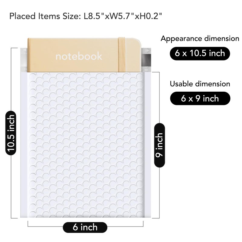 Fuxury Bubble Mailer 6x10" 100 Pack White Bubble Mailers Usable Size 6x9" Self Seal Padded Mailing Envelopes Opaque Bubble Padded Mailer for Small Business Mailing Jewelry Makeup Small Items - Image 2