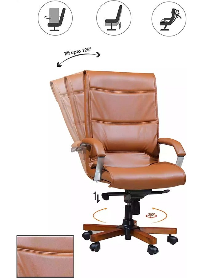 Generic Enhance your home office with our Bright Brown Desk Chair - Adjustable Height, Lumbar Support for Comfortable Workdays! Perfect addition to your home office furniture collection.  - Image 1