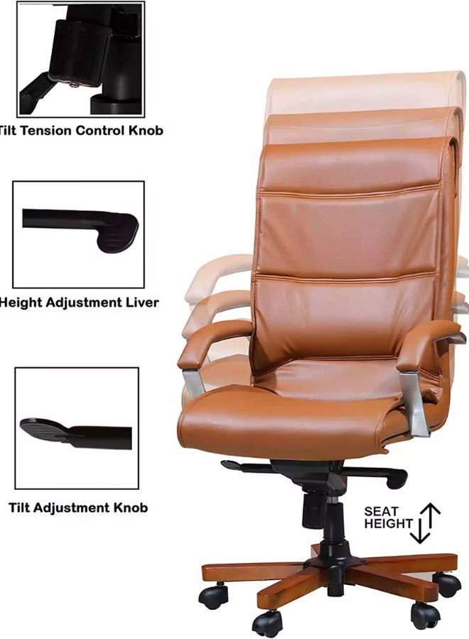 Generic Enhance your home office with our Bright Brown Desk Chair - Adjustable Height, Lumbar Support for Comfortable Workdays! Perfect addition to your home office furniture collection.  - Image 2