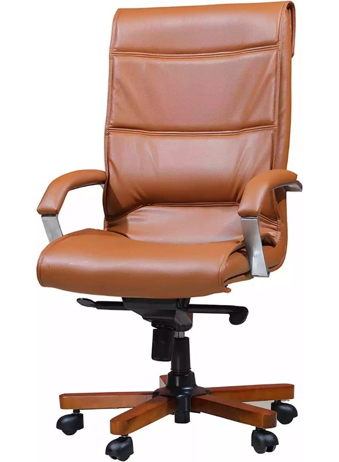 Generic Enhance your home office with our Bright Brown Desk Chair - Adjustable Height, Lumbar Support for Comfortable Workdays! Perfect addition to your home office furniture collection.  - Image 3