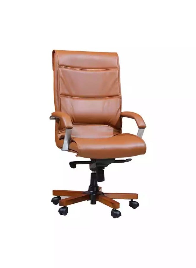 Generic Enhance your home office with our Bright Brown Desk Chair - Adjustable Height, Lumbar Support for Comfortable Workdays! Perfect addition to your home office furniture collection.  - Image 4