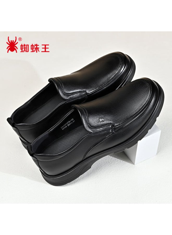 Spider King Casual Leather Shoes Men Autumn Business Soft Surface Soft Sole Men's Leather Shoes Middle-aged And Elderly Dad Shoes Black 42