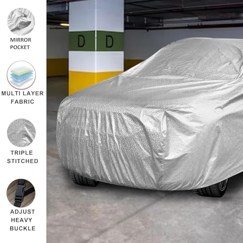 Auto Hub Waterproof Car Cover Compatible with Citroen Basalt with Mirror Pocket, Soft Cotton Lining, Waterproof Basalt Car Cover- Metallic Silver - Image 5