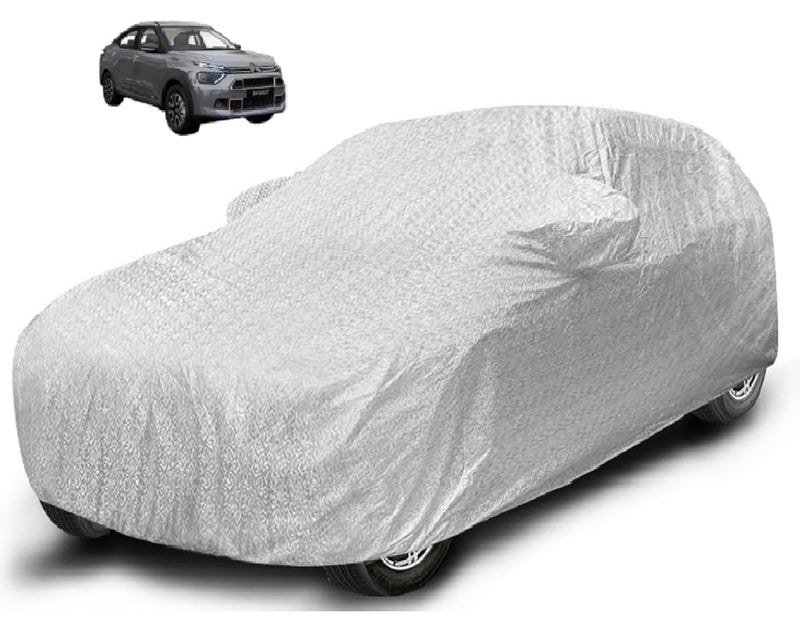 Auto Hub Waterproof Car Cover Compatible with Citroen Basalt with Mirror Pocket, Soft Cotton Lining, Waterproof Basalt Car Cover- Metallic Silver - Image 1