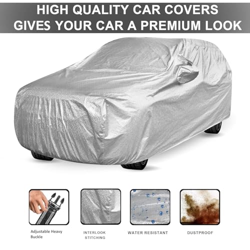 Auto Hub Waterproof Car Cover Compatible with Citroen Basalt with Mirror Pocket, Soft Cotton Lining, Waterproof Basalt Car Cover- Metallic Silver - Image 4