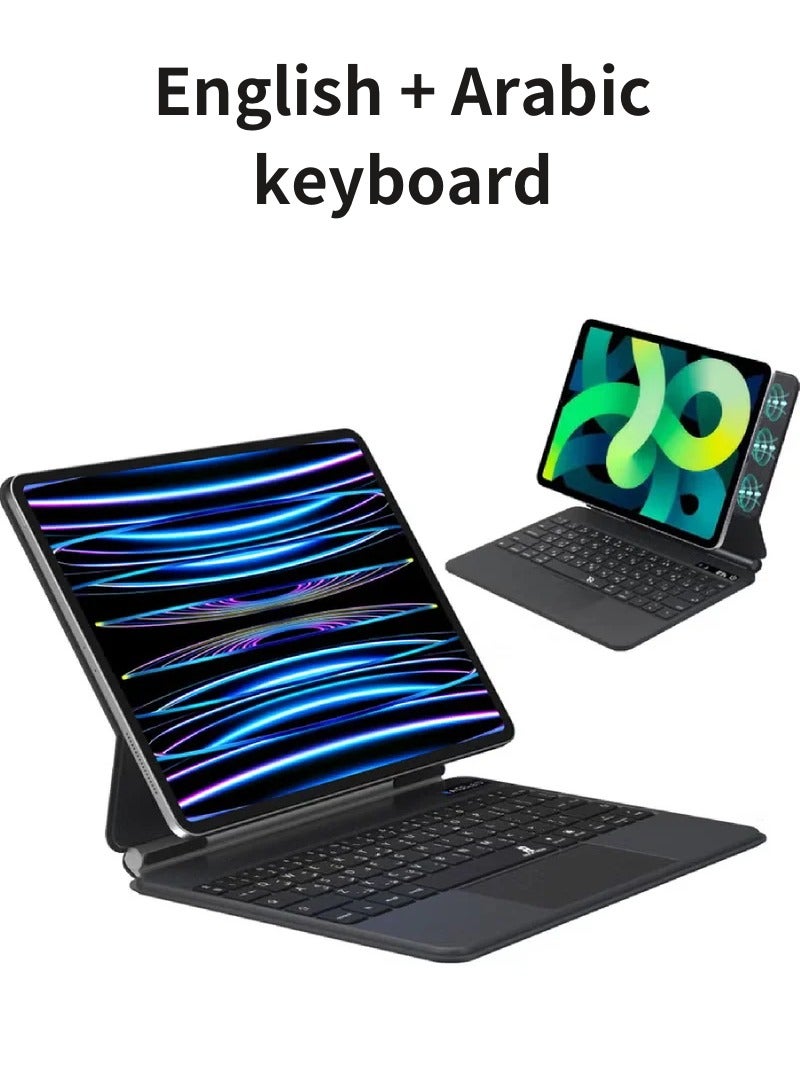 San Yi Wireless Magic Keyboard for iPad Arabic + English, black，compatible with iPad Pro 11 Inch (1st/2nd/3rd/3rd/4th Gen), iPad Air 11 Inch(M3, 2025), iPad Air 11 Inch(M2, 2024), iPad Air 5th Gen(2022) 10.9 inch, iPad Air 4th Gen(2020) 10.9 inch. Models: A3266, A3267, A3270, A2902, A2903, A2904, A2435, A2759, A2761, A2762, A2377, A2301, A2459, A2460, A2228, A2068, A2231, A1980, A2013, A1934, A1979, A2588, A2589, A2591, A2072, A2316, A2324, A2325. - Image 1