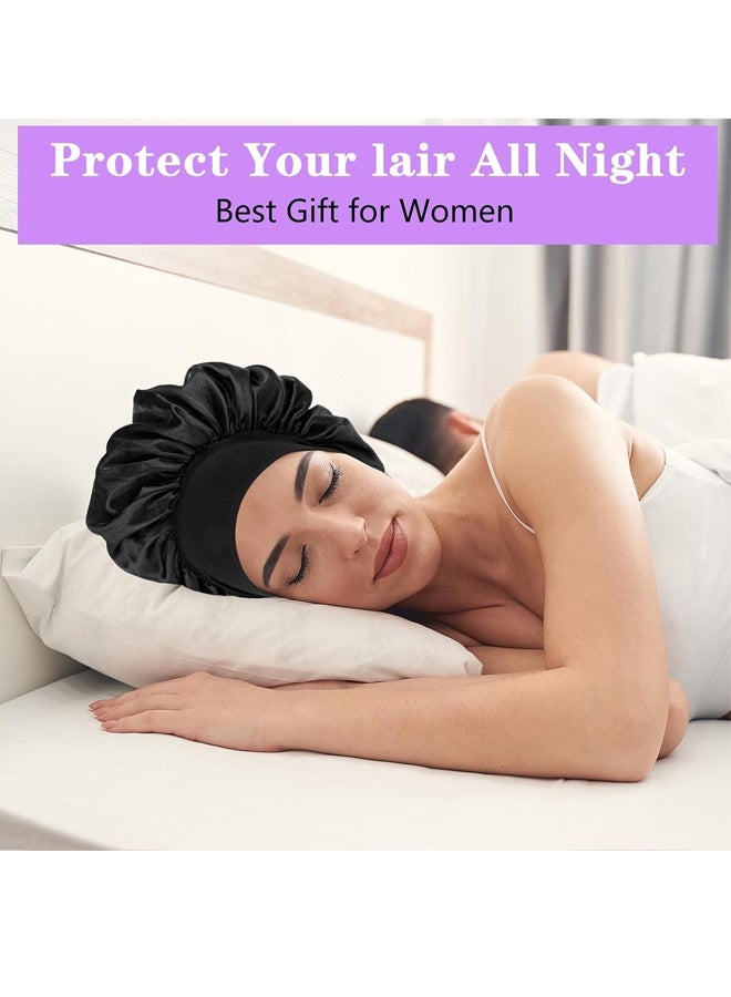 4-Piece Large Satin Sleeping Cap for Women Braided Curly Hair - Image 5