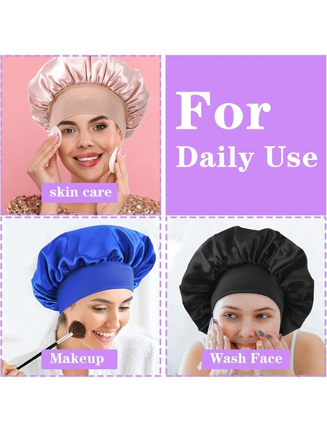 4-Piece Large Satin Sleeping Cap for Women Braided Curly Hair - Image 4