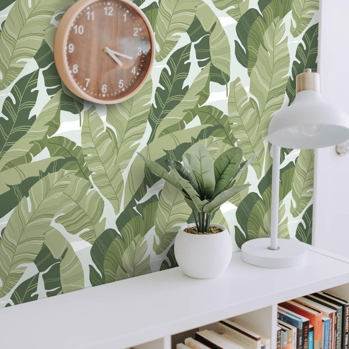 PEEL AND STICK WALLPAPER GREEN LEAVES TROPICAL PALM WALLPAPER 161 118 CONTACT PAPER REMOVABLE SELFADHESIVE WALL PAPER DECORATIVE SHELF DRAWER LINER ROLL WATERPROOF